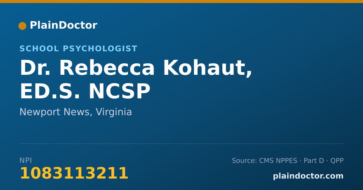 Shareable card for Rebecca Kohaut, ED.S. NCSP - School Psychologist, Newport News, VA