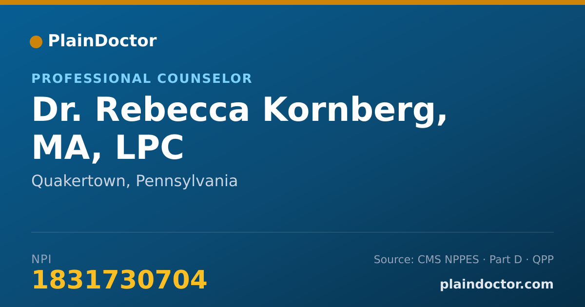 Shareable card for Rebecca Kornberg, MA, LPC - Professional Counselor, Quakertown, PA