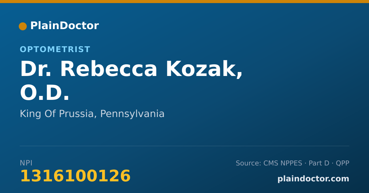 Shareable card for Rebecca Kozak, O.D. - Optometrist, King Of Prussia, PA
