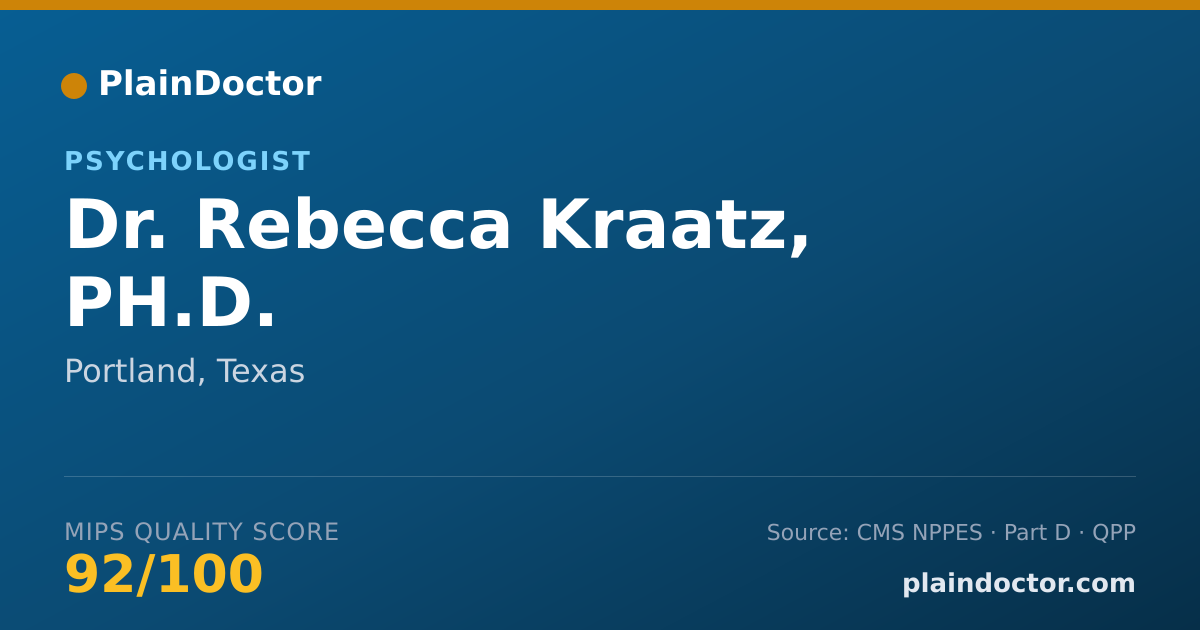 Shareable card for Rebecca Kraatz, PH.D. - Psychologist, Portland, TX