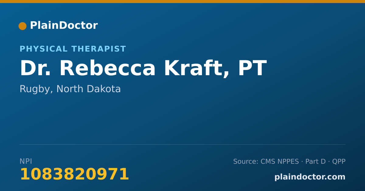 Shareable card for Rebecca Kraft, PT - Physical Therapist, Rugby, ND