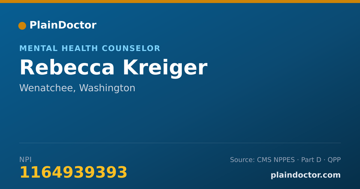 Shareable card for Rebecca Kreiger - Mental Health Counselor, Wenatchee, WA