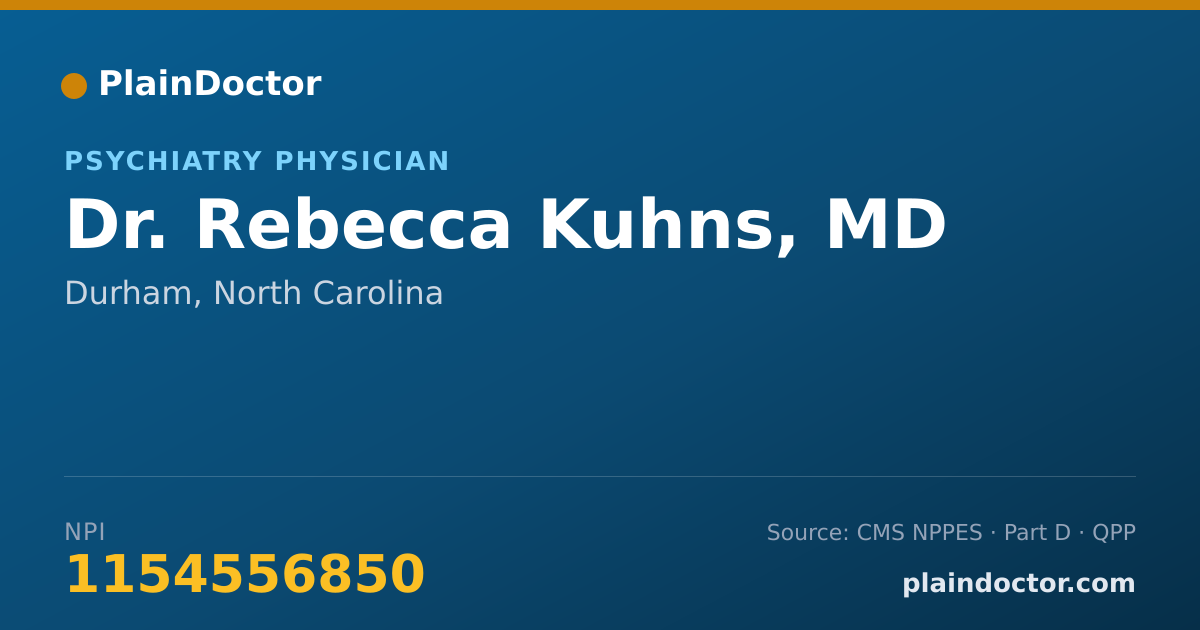 Shareable card for Rebecca Kuhns, MD - Psychiatry Physician, Durham, NC