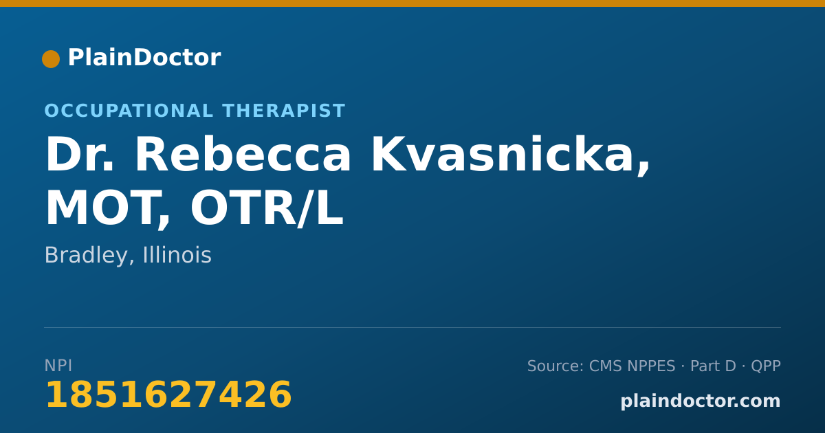 Shareable card for Rebecca Kvasnicka, MOT, OTR/L - Occupational Therapist, Bradley, IL