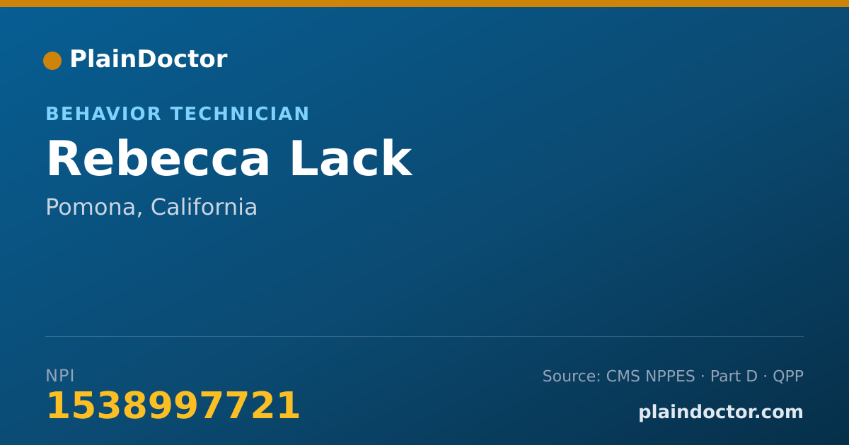 Shareable card for Rebecca Lack - Behavior Technician, Pomona, CA