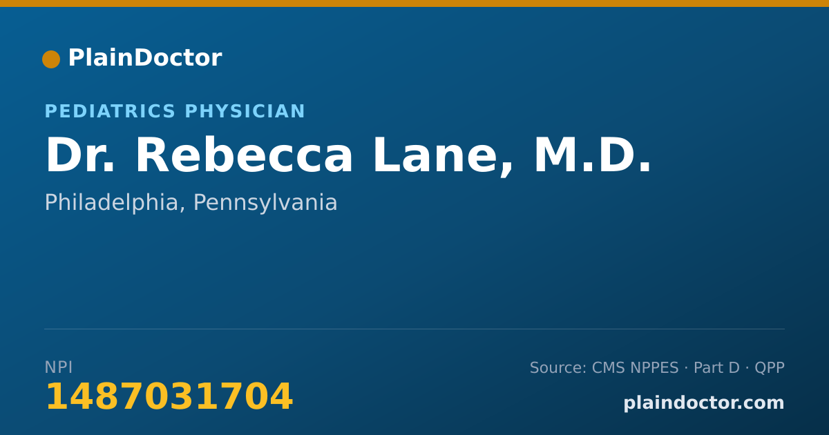 Shareable card for Rebecca Lane, M.D. - Pediatrics Physician, Philadelphia, PA