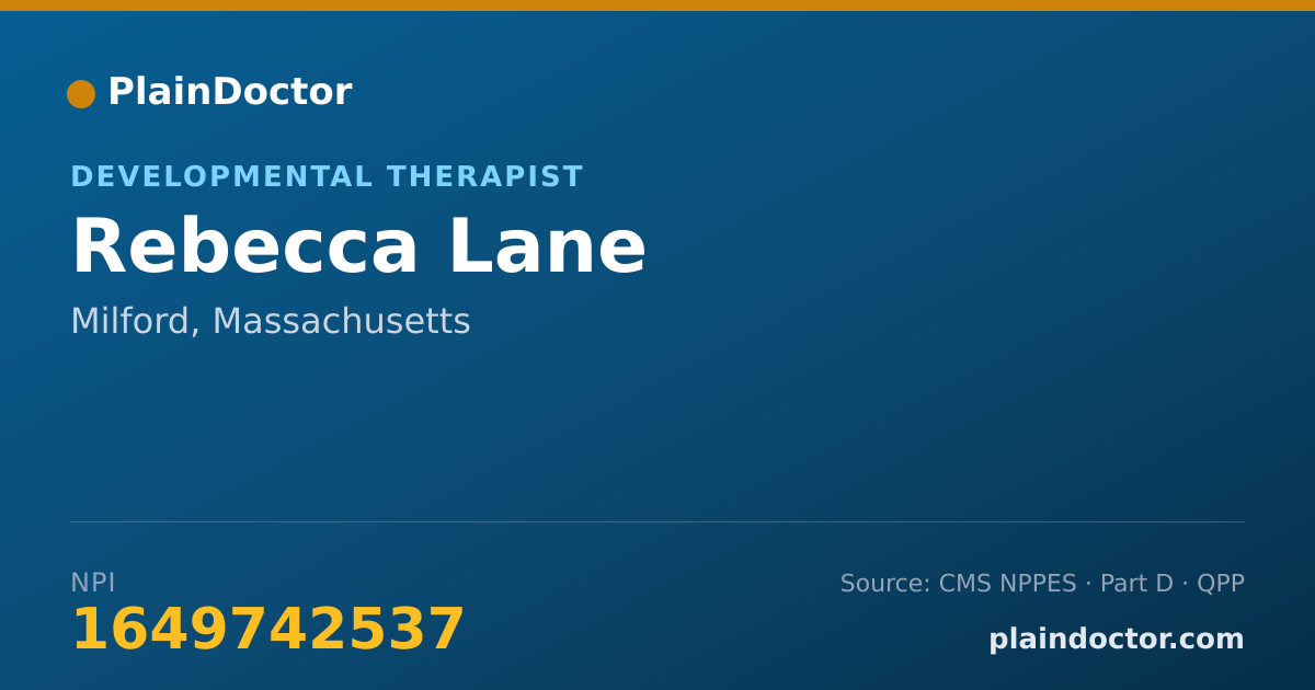 Shareable card for Rebecca Lane - Developmental Therapist, Milford, MA