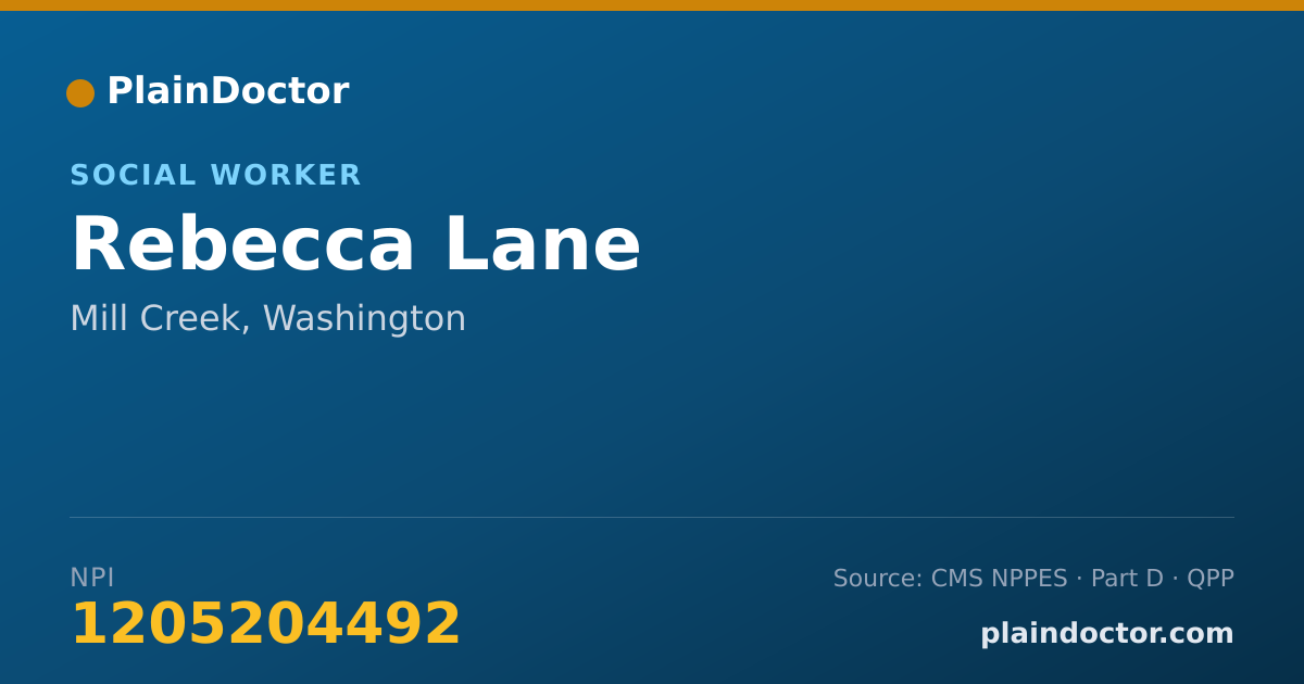 Shareable card for Rebecca Lane - Social Worker, Mill Creek, WA