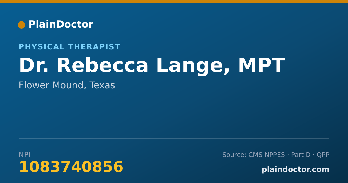 Shareable card for Rebecca Lange, MPT - Physical Therapist, Flower Mound, TX