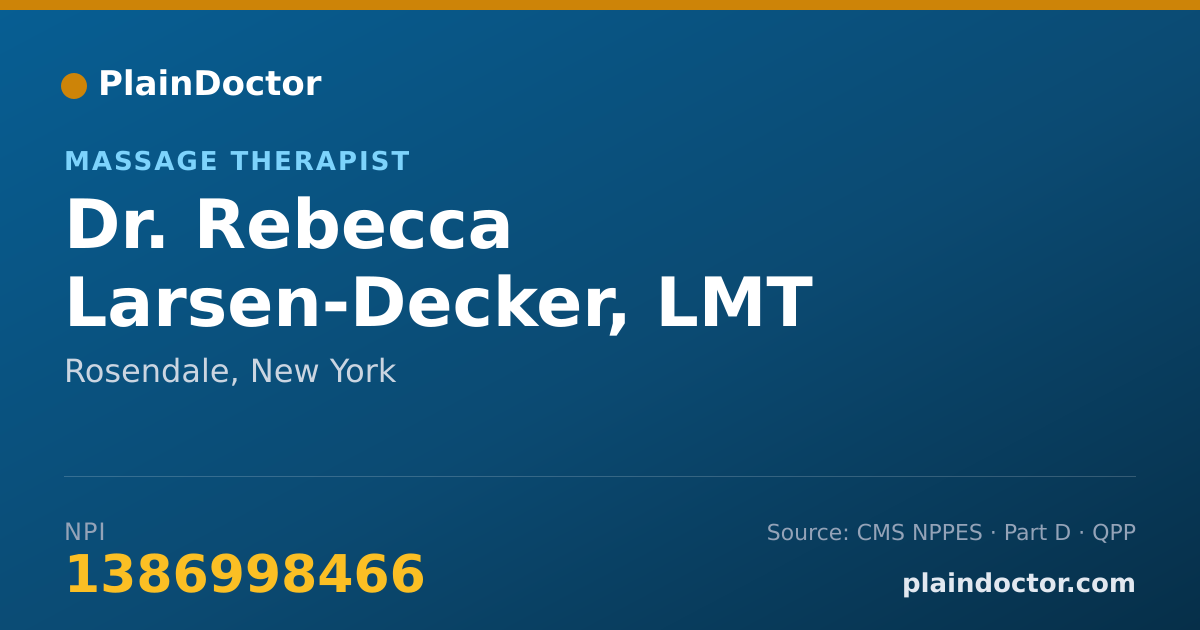 Shareable card for Rebecca Larsen-Decker, LMT - Massage Therapist, Rosendale, NY