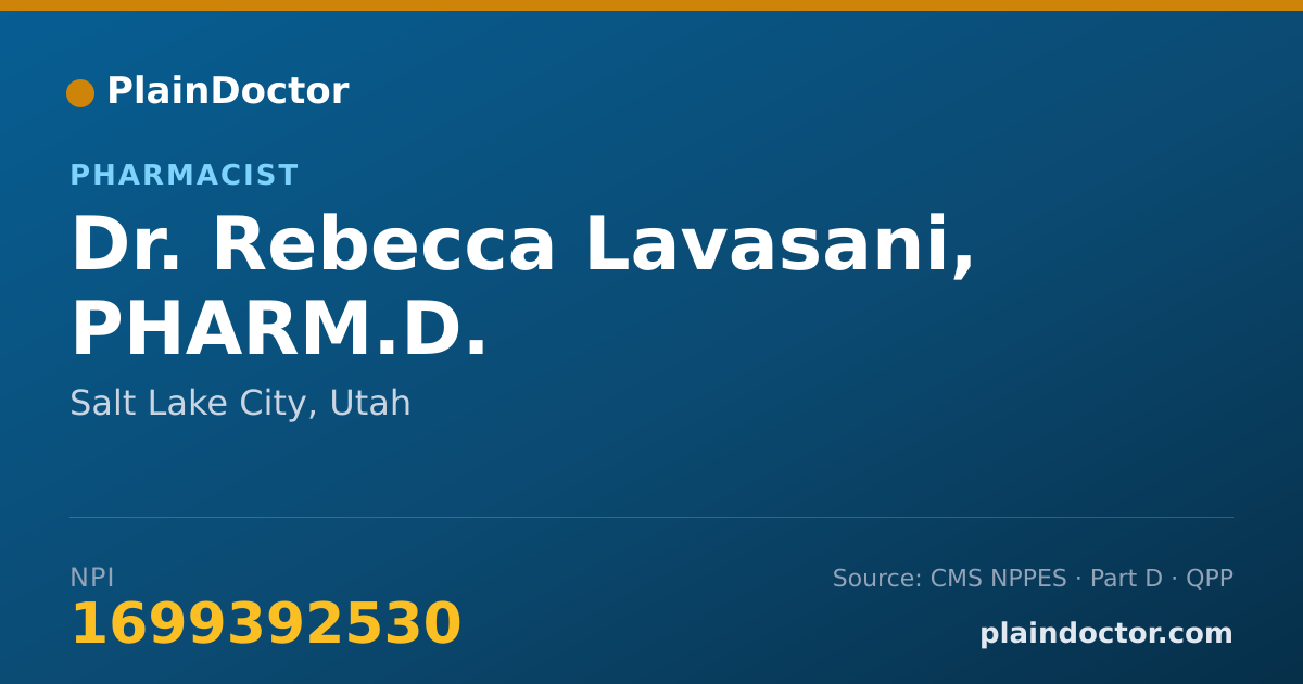 Shareable card for Rebecca Lavasani, PHARM.D. - Pharmacist, Salt Lake City, UT