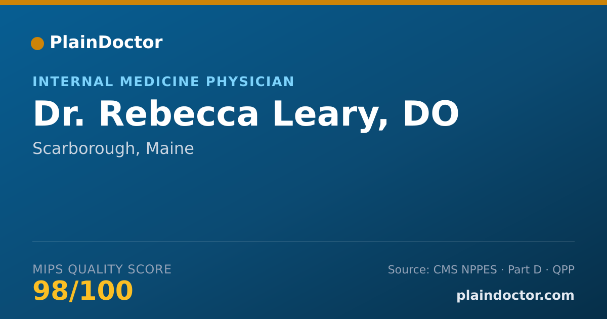 Shareable card for Rebecca Leary, DO - Internal Medicine Physician, Scarborough, ME