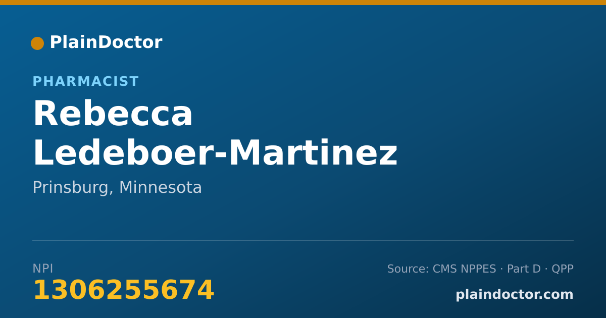 Shareable card for Rebecca Ledeboer-Martinez - Pharmacist, Prinsburg, MN