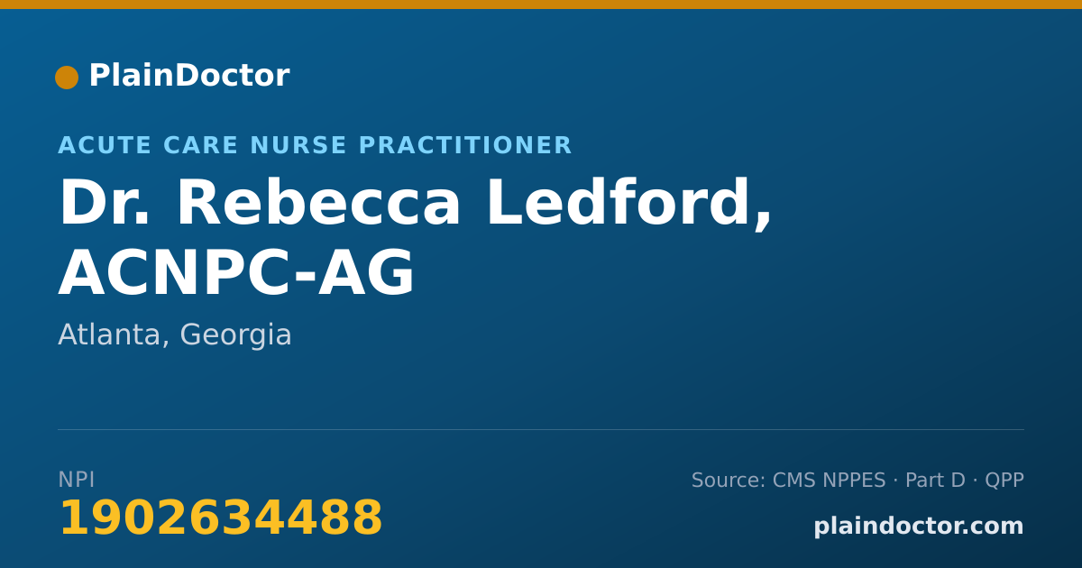 Shareable card for Rebecca Ledford, ACNPC-AG - Acute Care Nurse Practitioner, Atlanta, GA