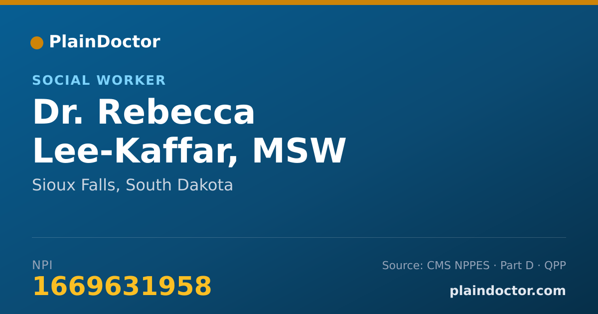 Shareable card for Rebecca Lee-Kaffar, MSW - Social Worker, Sioux Falls, SD