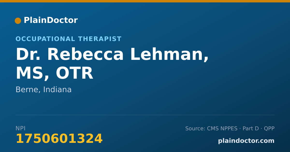 Shareable card for Rebecca Lehman, MS, OTR - Occupational Therapist, Berne, IN