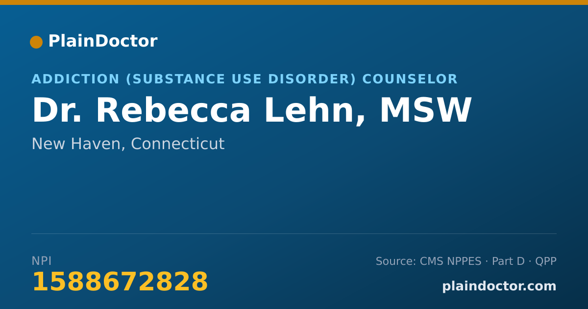 Shareable card for Rebecca Lehn, MSW - Addiction (Substance Use Disorder) Counselor, New Haven, CT