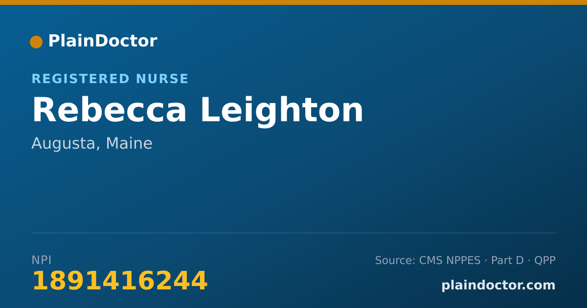 Shareable card for Rebecca Leighton - Registered Nurse, Augusta, ME