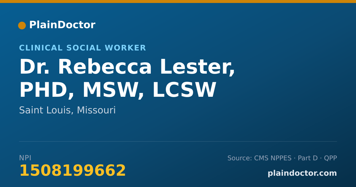 Shareable card for Rebecca Lester, PHD, MSW, LCSW - Clinical Social Worker, Saint Louis, MO