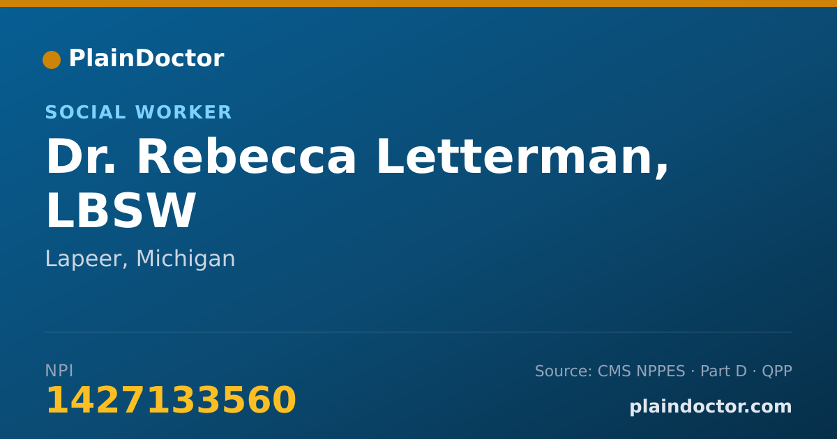 Shareable card for Rebecca Letterman, LBSW - Social Worker, Lapeer, MI