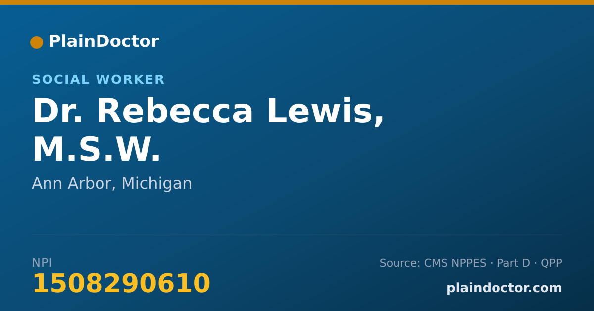 Shareable card for Rebecca Lewis, M.S.W. - Social Worker, Ann Arbor, MI