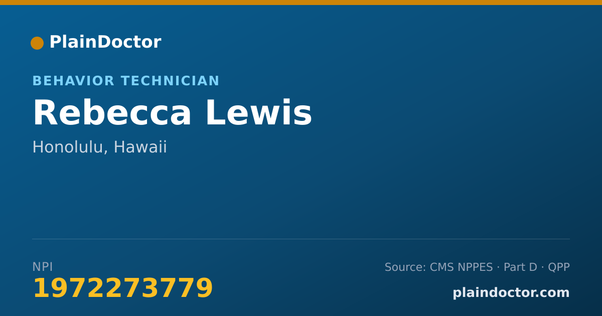 Shareable card for Rebecca Lewis - Behavior Technician, Honolulu, HI