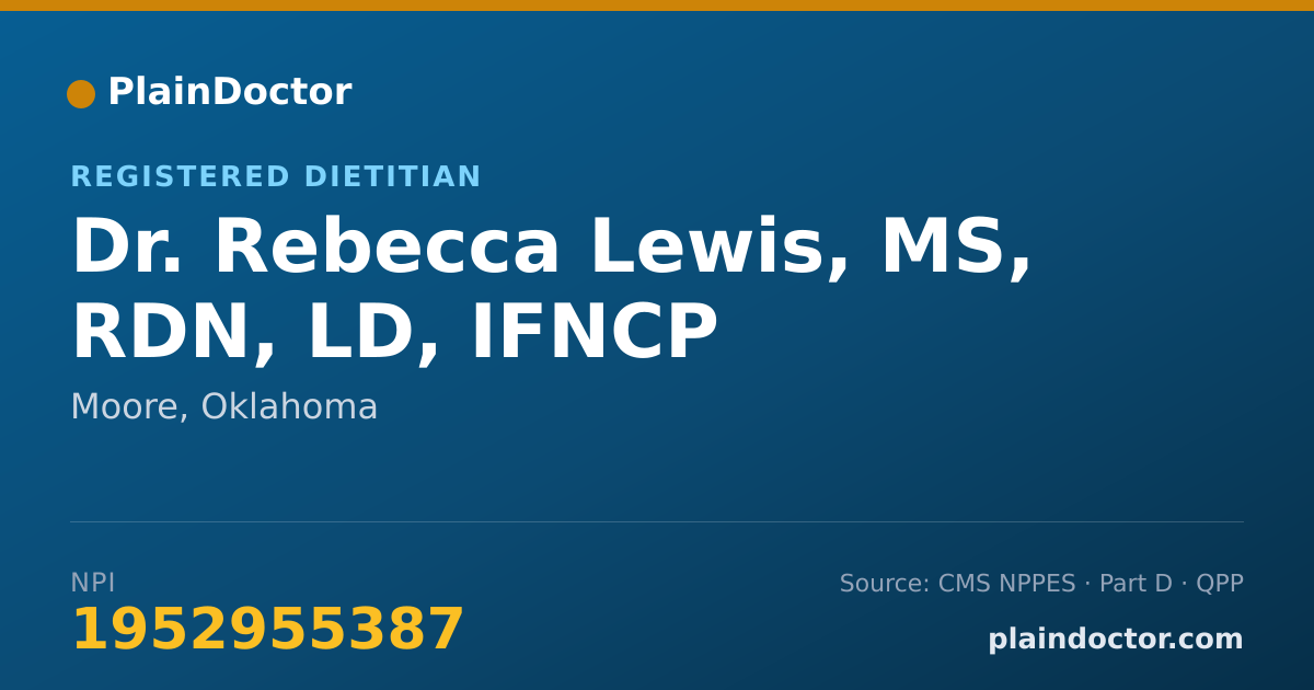 Shareable card for Rebecca Lewis, MS, RDN, LD, IFNCP - Registered Dietitian, Moore, OK