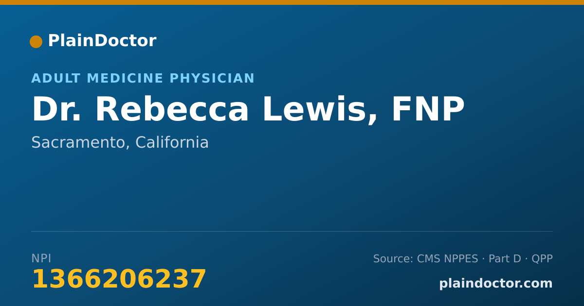 Shareable card for Rebecca Lewis, FNP - Adult Medicine Physician, Sacramento, CA