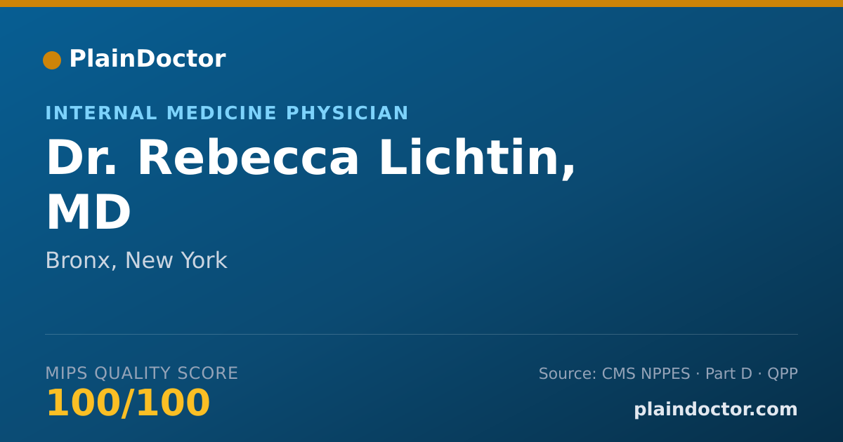 Shareable card for Rebecca Lichtin, MD - Internal Medicine Physician, Bronx, NY