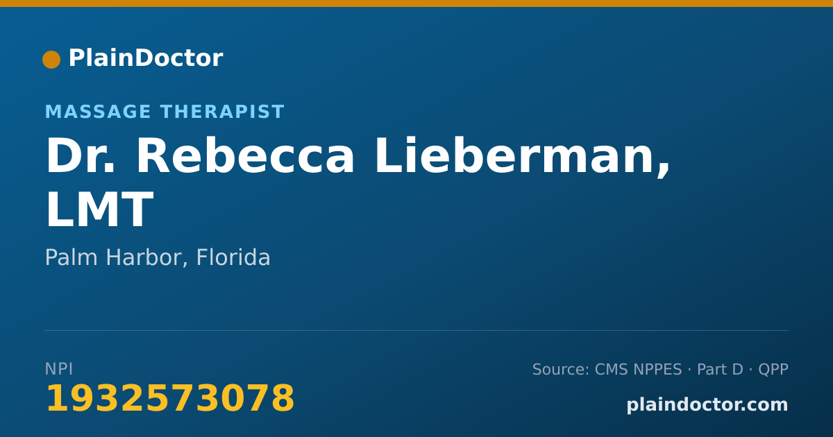 Shareable card for Rebecca Lieberman, LMT - Massage Therapist, Palm Harbor, FL