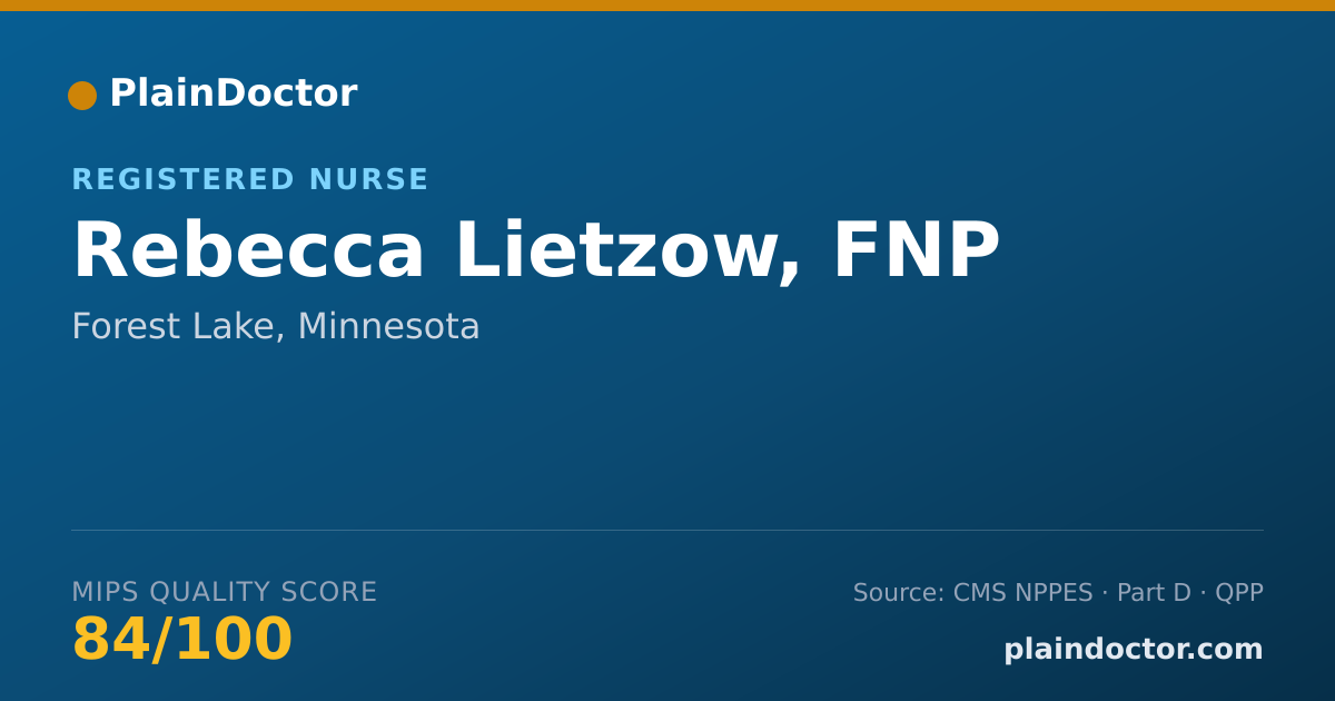 Shareable card for Rebecca Lietzow, FNP - Registered Nurse, Forest Lake, MN