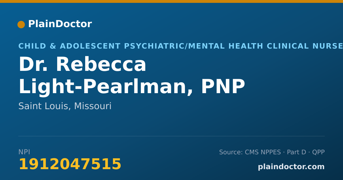 Shareable card for Rebecca Light-Pearlman, PNP - Child & Adolescent Psychiatric/Mental Health Clinical Nurse Specialist, Saint Louis, MO