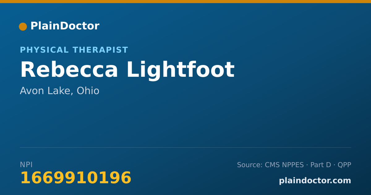 Shareable card for Rebecca Lightfoot - Physical Therapist, Avon Lake, OH