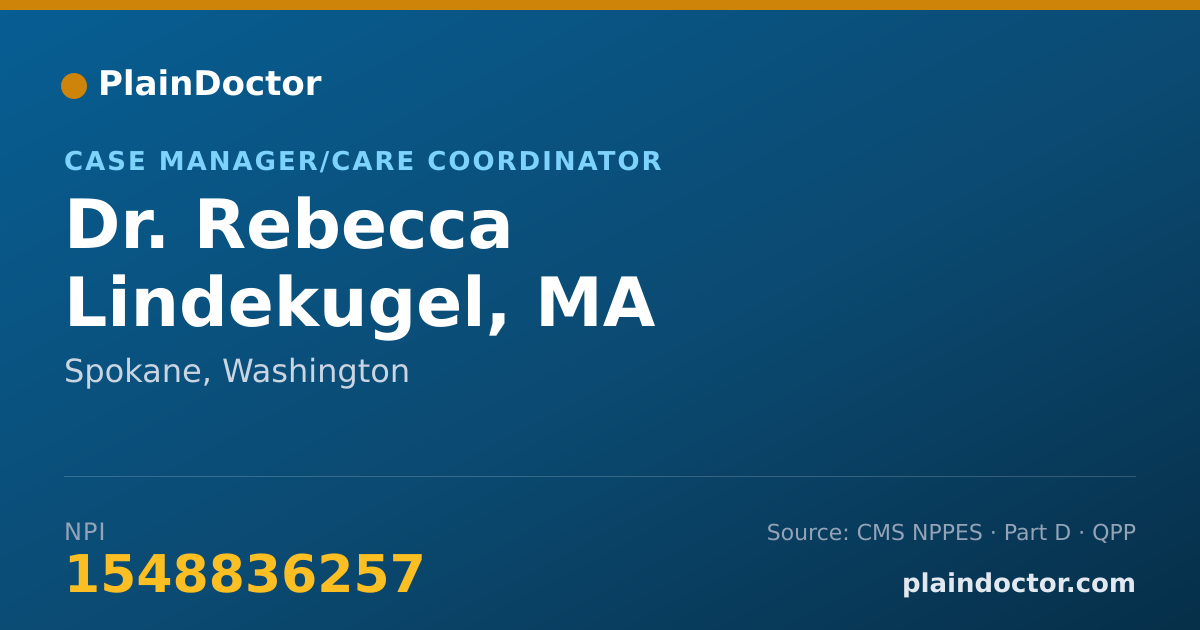 Shareable card for Rebecca Lindekugel, MA - Case Manager/Care Coordinator, Spokane, WA
