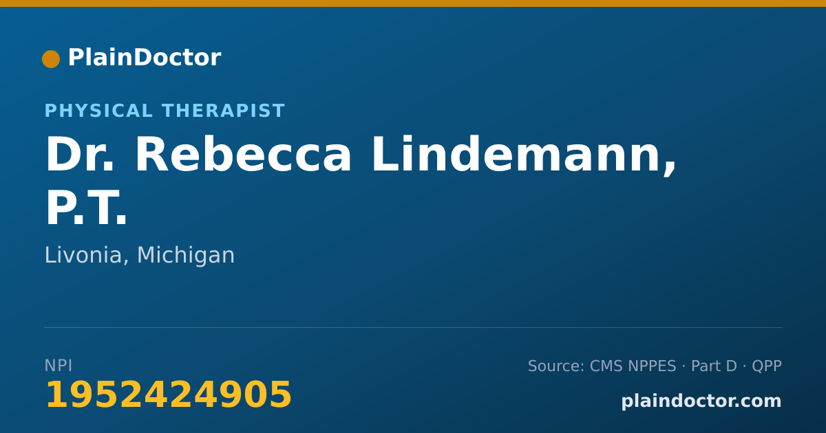 Shareable card for Rebecca Lindemann, P.T. - Physical Therapist, Livonia, MI