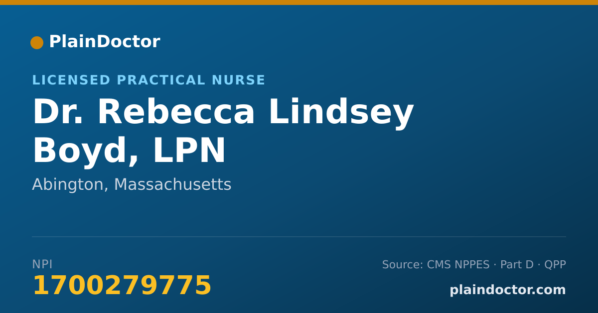 Shareable card for Rebecca Lindsey Boyd, LPN - Licensed Practical Nurse, Abington, MA