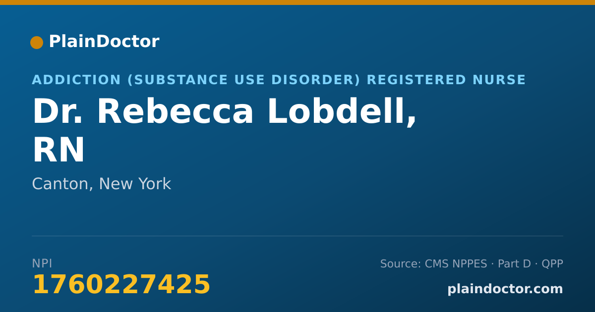 Shareable card for Rebecca Lobdell, RN - Addiction (Substance Use Disorder) Registered Nurse, Canton, NY