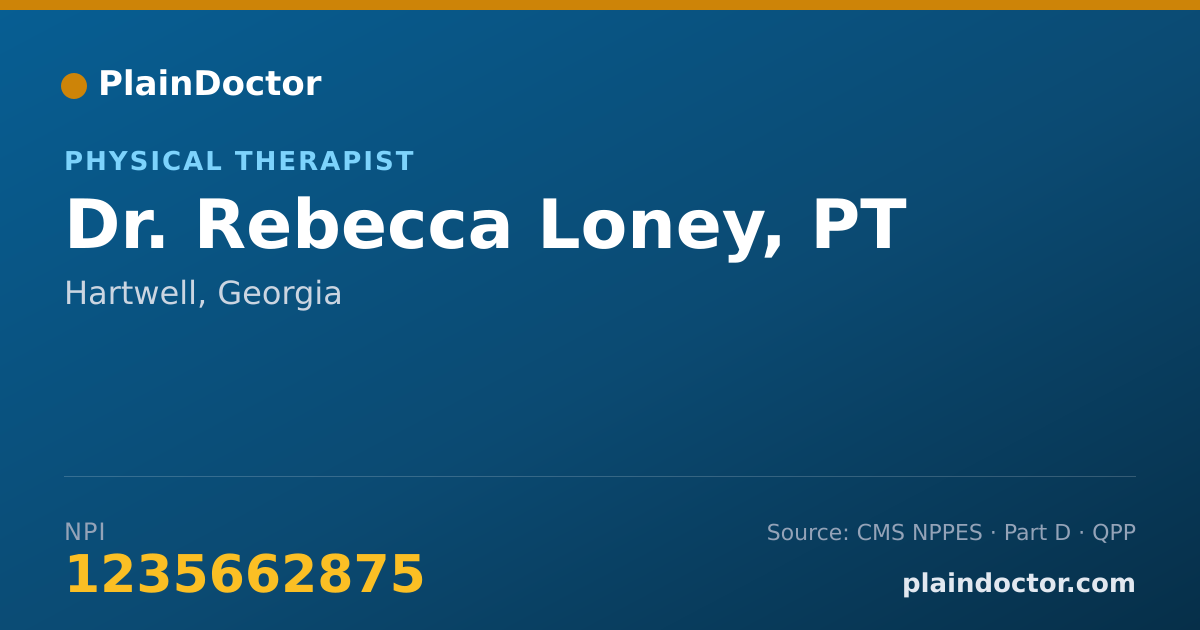 Shareable card for Rebecca Loney, PT - Physical Therapist, Hartwell, GA