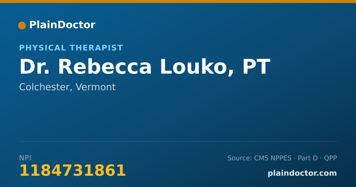 Shareable card for Rebecca Louko, PT - Physical Therapist, Colchester, VT
