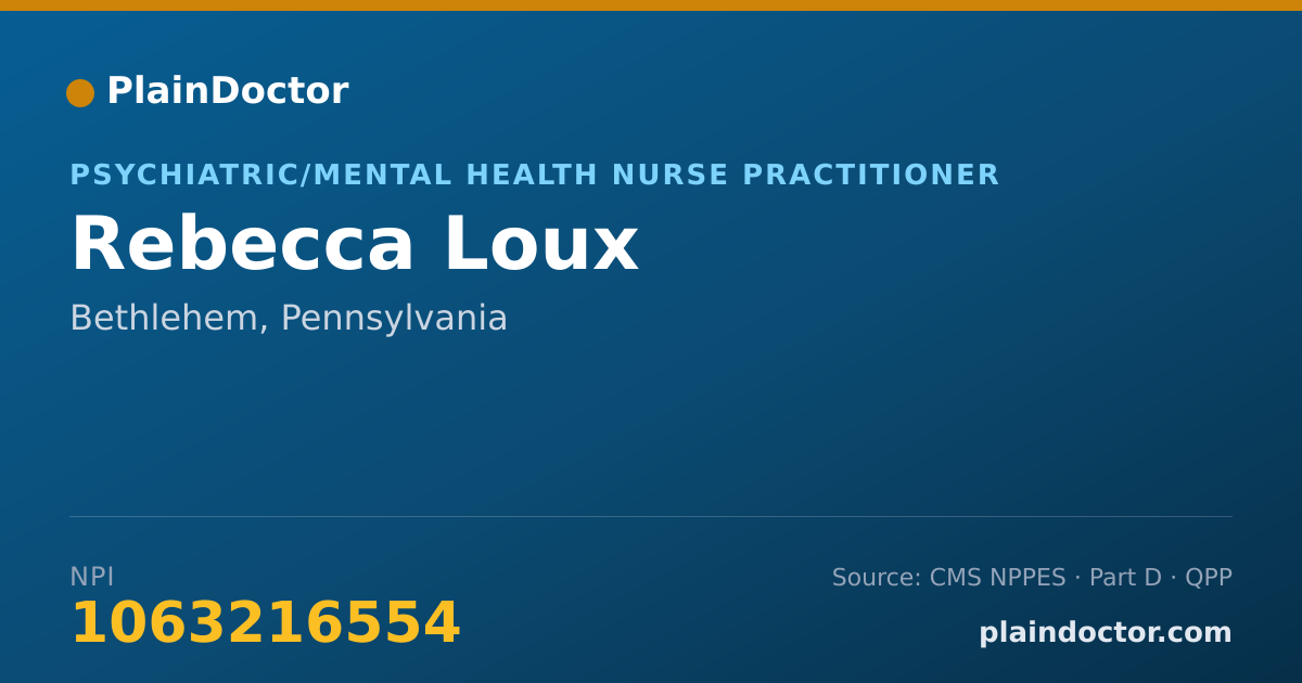 Shareable card for Rebecca Loux - Psychiatric/Mental Health Nurse Practitioner, Bethlehem, PA
