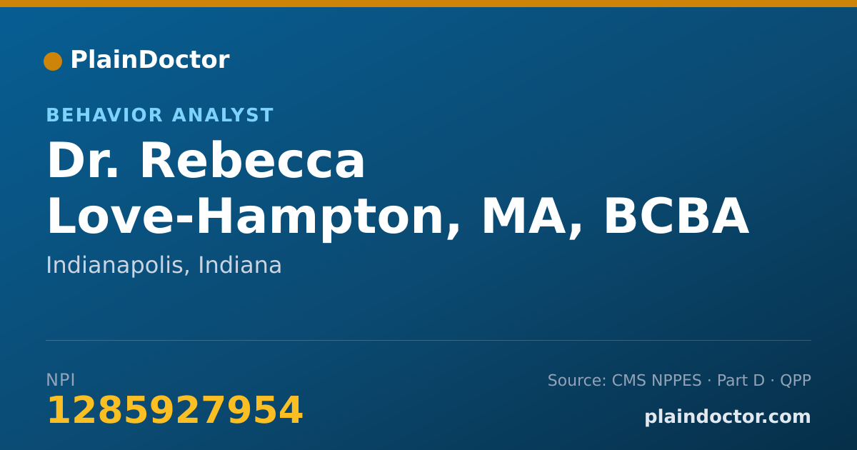 Shareable card for Rebecca Love-Hampton, MA, BCBA - Behavior Analyst, Indianapolis, IN
