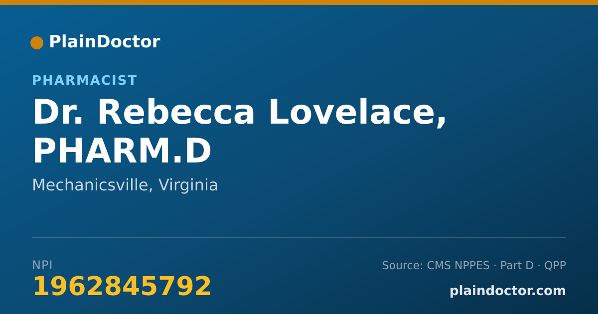 Shareable card for Rebecca Lovelace, PHARM.D - Pharmacist, Mechanicsville, VA