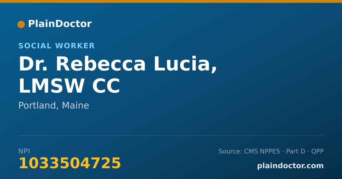 Shareable card for Rebecca Lucia, LMSW CC - Social Worker, Portland, ME