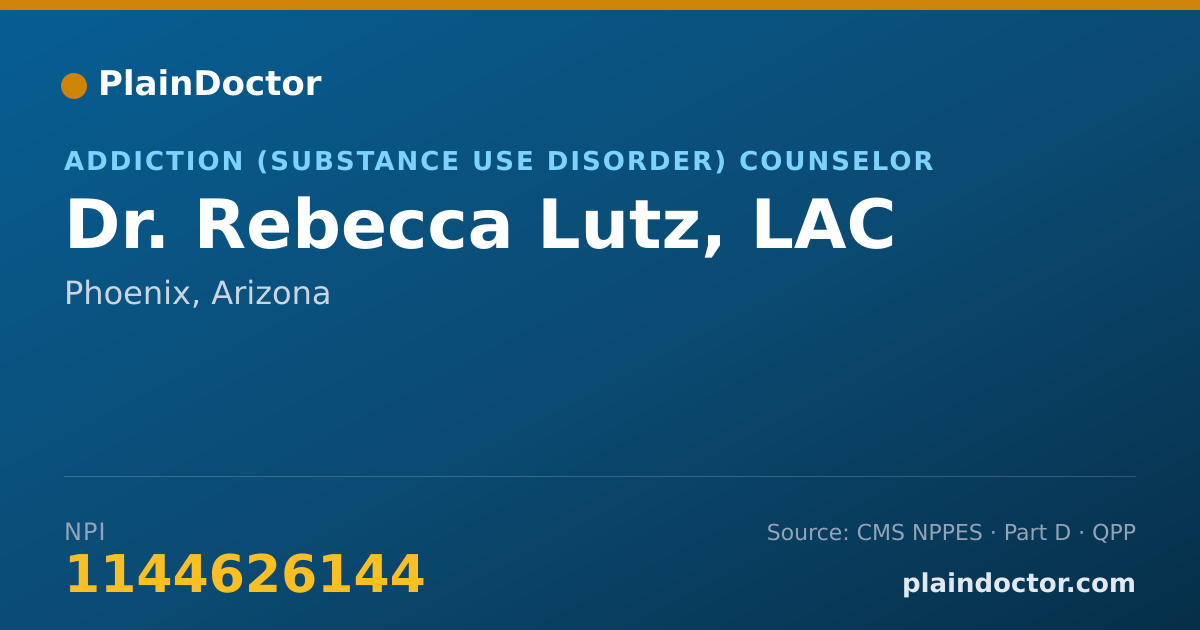 Shareable card for Rebecca Lutz, LAC - Addiction (Substance Use Disorder) Counselor, Phoenix, AZ