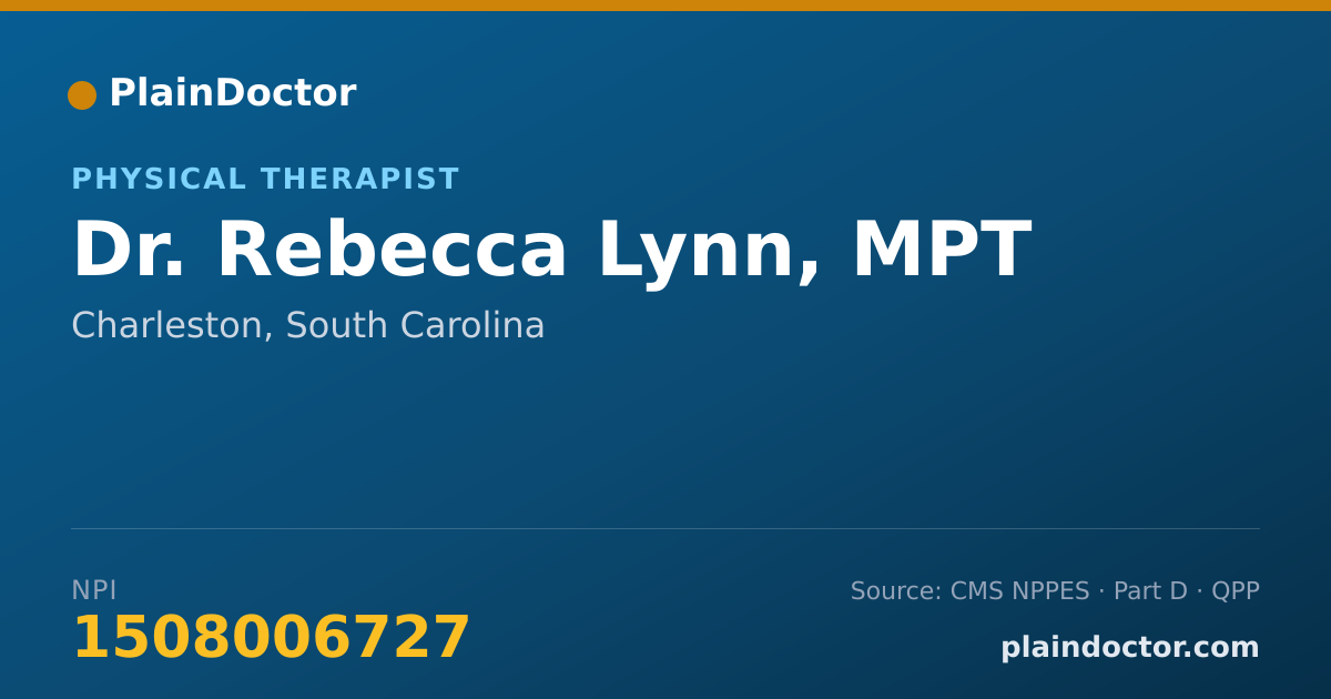 Shareable card for Rebecca Lynn, MPT - Physical Therapist, Charleston, SC