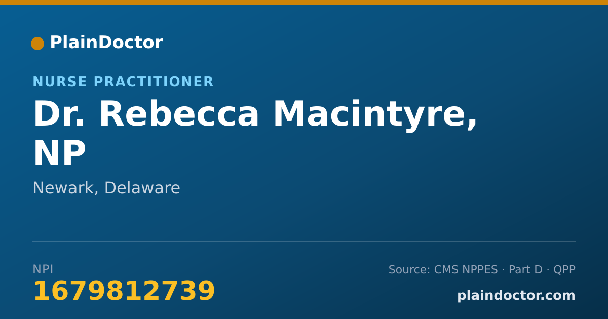 Shareable card for Rebecca Macintyre, NP - Nurse Practitioner, Newark, DE