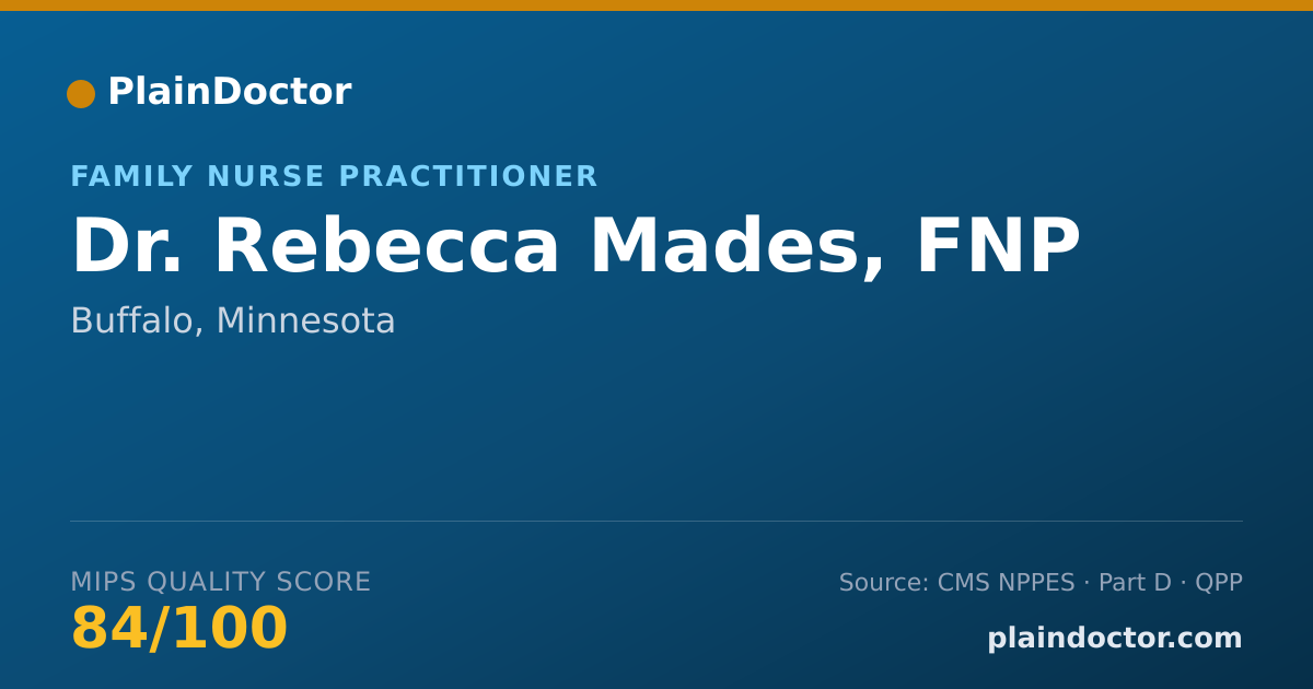 Shareable card for Rebecca Mades, FNP - Family Nurse Practitioner, Buffalo, MN