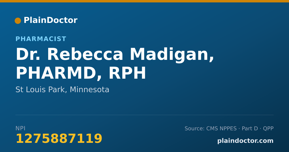 Shareable card for Rebecca Madigan, PHARMD, RPH - Pharmacist, St Louis Park, MN
