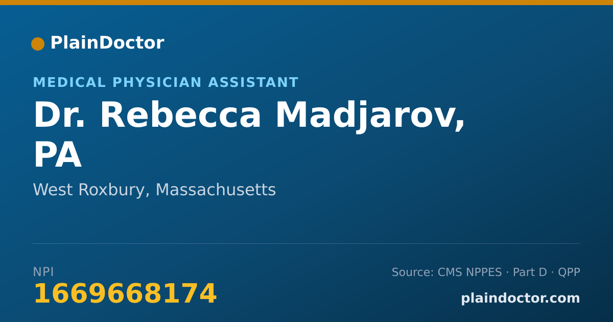 Shareable card for Rebecca Madjarov, PA - Medical Physician Assistant, West Roxbury, MA