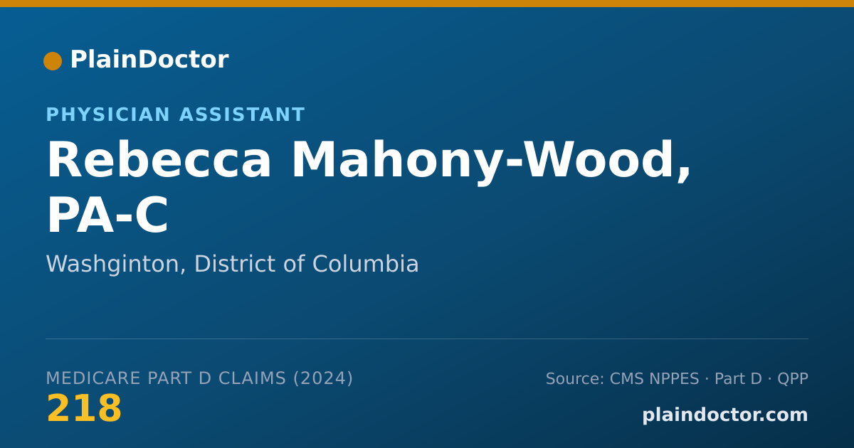 Shareable card for Rebecca Mahony-Wood, PA-C - Physician Assistant, Washginton, DC